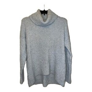 Lou & Grey Light Blue  Cowl Neck Wool & Alpaca Blend Textured Sweater